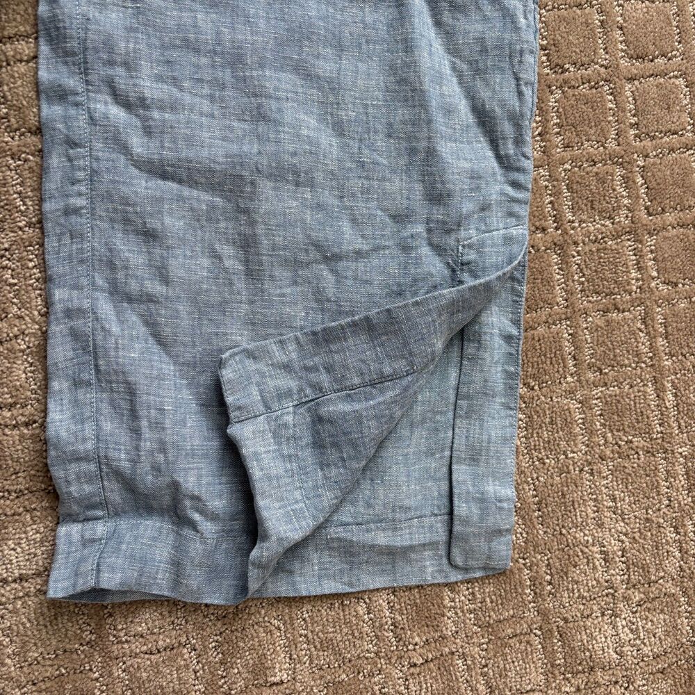 Athleta Cabo Blue Linen Wide Leg Pants Sz. 12 like new, with pockets - Picture 10 of 13